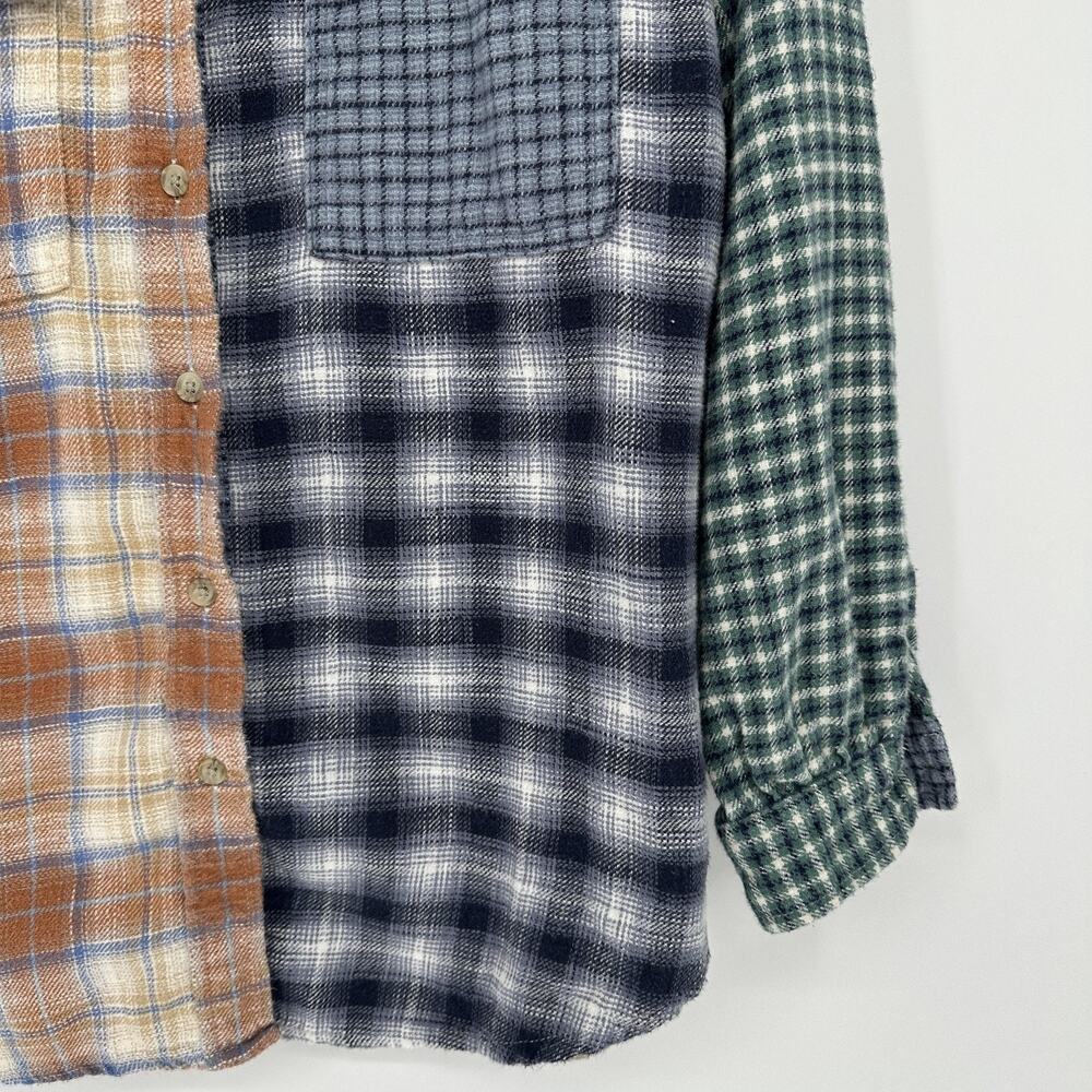 American Eagle Women M Patchwork Multi Plaid Flan… - image 4